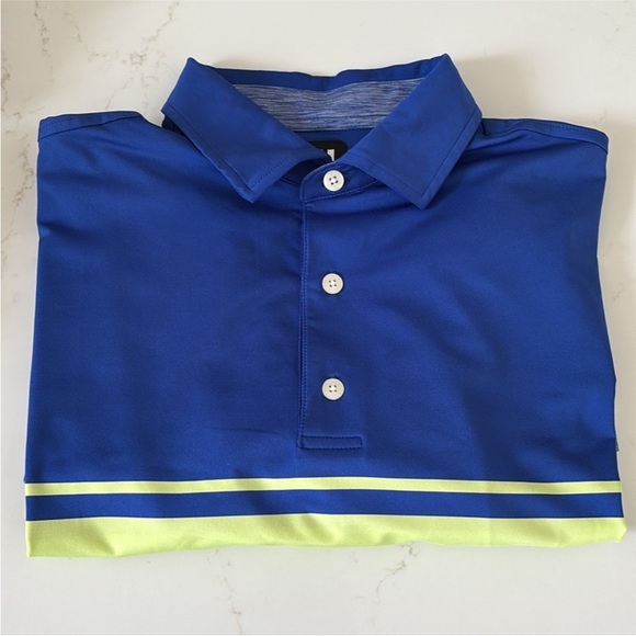 :Price Firm: FJ Blue & Green Golf Polo Shirt - Picture 3 of 5